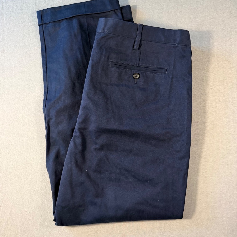 Lands End Mens 40T Traditional Fit Navy Blue Cotton Cuffed Chino Pants